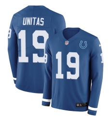 Nike Colts 19 Johnny Unitas Royal Blue Team Color Men s Stitched NFL Limited Therma Long Sleeve Jersey Nike Colts 19 Johnny Unitas Royal Blue Team Color Men s Stitched NFL Limited Therma Long Sleeve Jersey