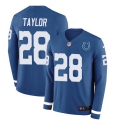 Nike Colts 28 Jonathan Taylor Royal Blue Team Color Men Stitched NFL Limited Therma Long Sleeve Jersey Nike Colts 28 Jonathan Taylor Royal Blue Team Color Men Stitched NFL Limited Therma Long Sleeve Jersey