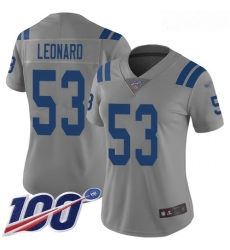 Colts #53 Darius Leonard Gray Women Stitched Football Limited Inverted Legend 100th Season Jersey Colts #53 Darius Leonard Gray Women Stitched Football Limited Inverted Legend 100th Season Jersey