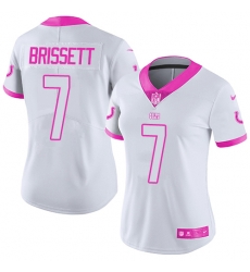Womens Nike Colts #7 Jacoby Brissett White Pink Stitched NFL Limited Rush Fashion Jersey Womens Nike Colts #7 Jacoby Brissett White Pink Stitched NFL Limited Rush Fashion Jersey