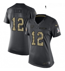 Womens Nike Indianapolis Colts 12 Andrew Luck Limited Black 2016 Salute to Service NFL Jersey Womens Nike Indianapolis Colts 12 Andrew Luck Limited Black 2016 Salute to Service NFL Jersey