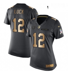 Womens Nike Indianapolis Colts 12 Andrew Luck Limited BlackGold Salute to Service NFL Jersey Womens Nike Indianapolis Colts 12 Andrew Luck Limited BlackGold Salute to Service NFL Jersey