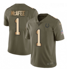 Youth Nike Indianapolis Colts 1 Pat McAfee Limited OliveGold 2017 Salute to Service NFL Jersey
