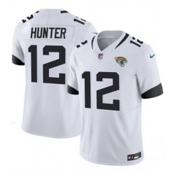 Men Jacksonville Jaguars 12 Travis Hunter White 2025 Draft F U S E  Vapor Limited Stitched Football Jersey