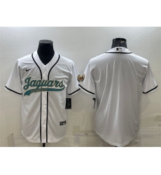 Men Jacksonville Jaguars Blank White With Patch Cool Base Stitched Baseball Jersey Men Jacksonville Jaguars Blank White With Patch Cool Base Stitched Baseball Jersey