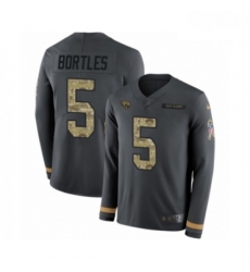 Men Nike Jacksonville Jaguars 5 Blake Bortles Limited Black Salute to Service Therma Long Sleeve NFL Jersey Men Nike Jacksonville Jaguars 5 Blake Bortles Limited Black Salute to Service Therma Long Sleeve NFL Jersey