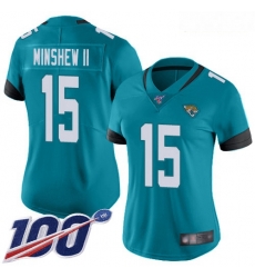 Jaguars #15 Gardner Minshew II Teal Green Alternate Women Stitched Football 100th Season Vapor Limited Jersey Jaguars #15 Gardner Minshew II Teal Green Alternate Women Stitched Football 100th Season Vapor Limited Jersey
