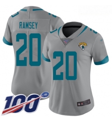 Jaguars #20 Jalen Ramsey Silver Women Stitched Football Limited Inverted Legend 100th Season Jersey Jaguars #20 Jalen Ramsey Silver Women Stitched Football Limited Inverted Legend 100th Season Jersey