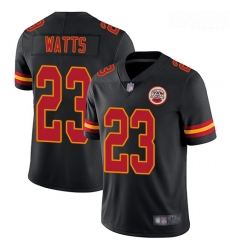 Chiefs 23 Armani Watts Black Men Stitched Football Limited Rush Jersey