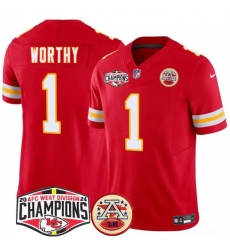 Men Kansas City Chiefs 1 Xavier Worthy Red F U S E 2024 AFC West Division Champions Vapor Limited Stitched Football Jersey Men Kansas City Chiefs 1 Xavier Worthy Red F U S E 2024 AFC West Division Champions Vapor Limited Stitched Football Jersey