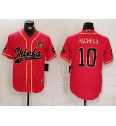 Men Kansas City Chiefs 10 Isiah Pacheco Red Gold Cool Base Stitched Baseball Jersey Men Kansas City Chiefs 10 Isiah Pacheco Red Gold Cool Base Stitched Baseball Jersey