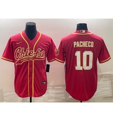Men Kansas City Chiefs 10 Isiah Pacheco Red With Patch Cool Base Stitched Baseball Jerseys Men Kansas City Chiefs 10 Isiah Pacheco Red With Patch Cool Base Stitched Baseball Jerseys