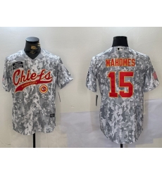 Men Kansas City Chiefs 15 Patrick Mahomes 2024 Arctic Camo Salute To Service Stitched Baseball Jersey 3 Men Kansas City Chiefs 15 Patrick Mahomes 2024 Arctic Camo Salute To Service Stitched Baseball Jersey 3