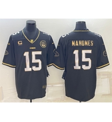 Men Kansas City Chiefs 15 Patrick Mahomes Black Gold 4 Star C Patch Vapor Untouchable Limited Stitched Jersey Men Kansas City Chiefs 15 Patrick Mahomes Black Gold 4 Star C Patch Vapor Untouchable Limited Stitched Jersey