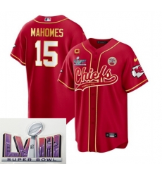 Men Kansas City Chiefs 15 Patrick Mahomes Red With 4 Star C Patch And Super Bowl LVIII Patch Cool Bae Stitched Baseball Jersey Men Kansas City Chiefs 15 Patrick Mahomes Red With 4 Star C Patch And Super Bowl LVIII Patch Cool Bae Stitched Baseball Jersey