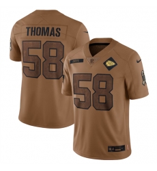 Men Kansas City Chiefs 58 Derrick Thomas 2023 Brown Salute To Service Limited Stitched Jersey Men Kansas City Chiefs 58 Derrick Thomas 2023 Brown Salute To Service Limited Stitched Jersey