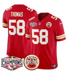 Men Kansas City Chiefs 58 Derrick Thomas Red F U S E 2024 AFC West Division Champions Vapor Limited Stitched Football Jersey Men Kansas City Chiefs 58 Derrick Thomas Red F U S E 2024 AFC West Division Champions Vapor Limited Stitched Football Jersey