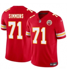 Men   Kansas City Chiefs 71 Josh Simmons Red 2025 Draft F U S E  Vapor Untouchable Limited Stitched Football Jersey