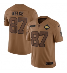 Men Kansas City Chiefs 87 Travis Kelce 2023 Brown Salute To Service Limited Stitched Jersey Men Kansas City Chiefs 87 Travis Kelce 2023 Brown Salute To Service Limited Stitched Jersey