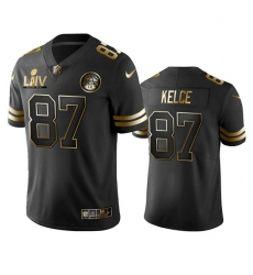 Men Kansas City Chiefs 87 Travis Kelce Black Golden Super Bowl LV Vapor Limited Stitched Jersey Men Kansas City Chiefs 87 Travis Kelce Black Golden Super Bowl LV Vapor Limited Stitched Jersey
