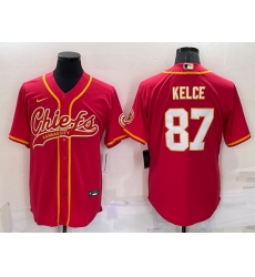 Men Kansas City Chiefs 87 Travis Kelce Red Cool Base Stitched Baseball Jersey Men Kansas City Chiefs 87 Travis Kelce Red Cool Base Stitched Baseball Jersey