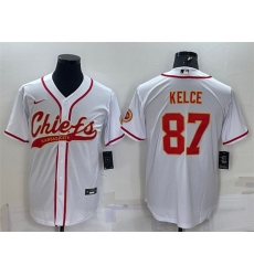 Men Kansas City Chiefs 87 Travis Kelce White With Patch Cool Base Stitched Baseball Jersey Men Kansas City Chiefs 87 Travis Kelce White With Patch Cool Base Stitched Baseball Jersey