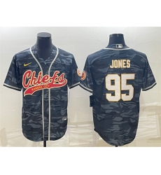 Men Kansas City Chiefs 95 Chris Jones Grey Camo With Patch Cool Base Stitched Baseball Jersey Men Kansas City Chiefs 95 Chris Jones Grey Camo With Patch Cool Base Stitched Baseball Jersey