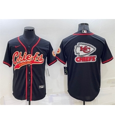 Men Kansas City Chiefs Black Team Big Logo With Patch Cool Base Stitched Baseball Jersey Men Kansas City Chiefs Black Team Big Logo With Patch Cool Base Stitched Baseball Jersey