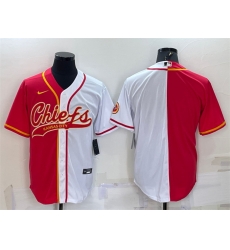 Men Kansas City Chiefs Blank Red White Split With Patch Cool Base Stitched Baseball Jersey