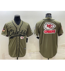 Men Kansas City Chiefs Olive Salute To Service Team Big Logo Cool Base Stitched Baseball Jersey Men Kansas City Chiefs Olive Salute To Service Team Big Logo Cool Base Stitched Baseball Jersey