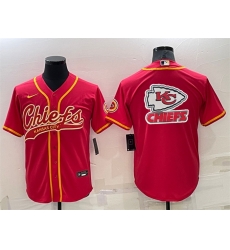 Men Kansas City Chiefs Red Team Big Logo With Patch Cool Base Stitched Baseball Jersey Men Kansas City Chiefs Red Team Big Logo With Patch Cool Base Stitched Baseball Jersey