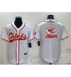 Men Kansas City Chiefs White Team Big Logo With Patch Cool Base Stitched Baseball Jersey Men Kansas City Chiefs White Team Big Logo With Patch Cool Base Stitched Baseball Jersey