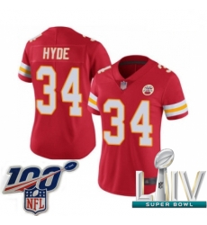 2020 Super Bowl LIV Women Kansas City Chiefs #34 Carlos Hyde Red Team Color Vapor Untouchable Limited Player Football Jersey 2020 Super Bowl LIV Women Kansas City Chiefs #34 Carlos Hyde Red Team Color Vapor Untouchable Limited Player Football Jersey