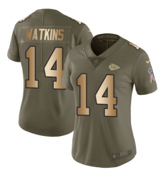 Nike Chiefs #14 Sammy Watkins Olive Gold Womens Stitched NFL Limited 2017 Salute to Service Jersey Nike Chiefs #14 Sammy Watkins Olive Gold Womens Stitched NFL Limited 2017 Salute to Service Jersey