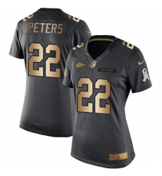 Nike Chiefs #22 Marcus Peters Black Womens Stitched NFL Limited Gold Salute to Service Jersey Nike Chiefs #22 Marcus Peters Black Womens Stitched NFL Limited Gold Salute to Service Jersey