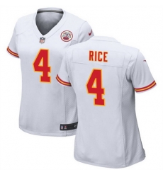 Women Kansas City Chiefs 4 Rashee Rice White Stitched Jersey Run Small Women Kansas City Chiefs 4 Rashee Rice White Stitched Jersey Run Small