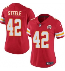 Women Kansas City Chiefs 42 Carson Steele Red Vapor Untouchable Limited Stitched Jersey Women Kansas City Chiefs 42 Carson Steele Red Vapor Untouchable Limited Stitched Jersey