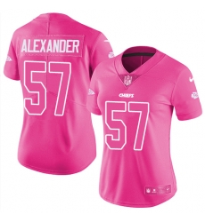 Womens Nike Chiefs #57 D J Alexander Pink Stitched NFL Limited Rush Fashion Jersey Womens Nike Chiefs #57 D J Alexander Pink Stitched NFL Limited Rush Fashion Jersey