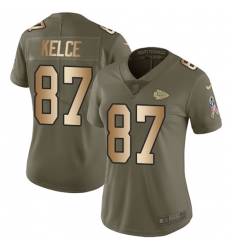 Womens Nike Chiefs #87 Travis Kelce Olive Gold Stitched NFL Limited 2017 Salute to Service Jersey Womens Nike Chiefs #87 Travis Kelce Olive Gold Stitched NFL Limited 2017 Salute to Service Jersey