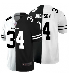 Las Vegas Raiders 34 Bo Jackson Men Black V White Peace Split Nike Vapor Untouchable Limited NFL Jersey Las Vegas Raiders 34 Bo Jackson Men Black V White Peace Split Nike Vapor Untouchable Limited NFL Jersey