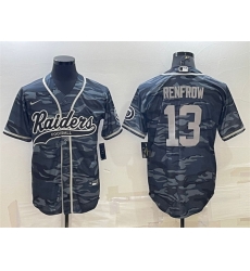 Men Las Vegas Raiders 13 Hunter Renfrow Grey Camo With Patch Cool Base Stitched Baseball Jersey Men Las Vegas Raiders 13 Hunter Renfrow Grey Camo With Patch Cool Base Stitched Baseball Jersey