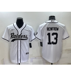 Men Las Vegas Raiders 13 Hunter Renfrow White Cool Base Stitched Baseball Jersey Men Las Vegas Raiders 13 Hunter Renfrow White Cool Base Stitched Baseball Jersey