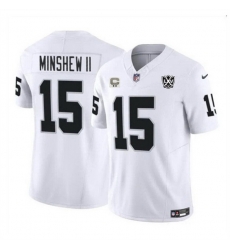 Men Las Vegas Raiders 15 Gardner Minshew II White 2024 F U S E 65th Anniversary Patch Vapor Stitched Football Jersey Men Las Vegas Raiders 15 Gardner Minshew II White 2024 F U S E 65th Anniversary Patch Vapor Stitched Football Jersey