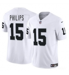 Men Las Vegas Raiders 15 Kyle Philips White 2025 F U S E Vapor Stitched Football Jersey Men Las Vegas Raiders 15 Kyle Philips White 2025 F U S E Vapor Stitched Football Jersey