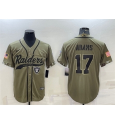 Men Las Vegas Raiders 17 Davante Adams 2022 Olive Salute To Service Cool Base Stitched Baseball Jersey Men Las Vegas Raiders 17 Davante Adams 2022 Olive Salute To Service Cool Base Stitched Baseball Jersey