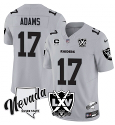 Men Las Vegas Raiders 17 Davante Adams Gray Nevada Silver State patch Vapor Limited Stitched Football Jersey Men Las Vegas Raiders 17 Davante Adams Gray Nevada Silver State patch Vapor Limited Stitched Football Jersey