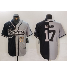 Men Las Vegas Raiders 17 Davante Adams Grey Black Split Cool Base Stitched Baseball Jersey 1 Men Las Vegas Raiders 17 Davante Adams Grey Black Split Cool Base Stitched Baseball Jersey 1