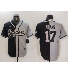 Men Las Vegas Raiders 17 Davante Adams Grey Black Split Cool Base Stitched Baseball Jersey Men Las Vegas Raiders 17 Davante Adams Grey Black Split Cool Base Stitched Baseball Jersey