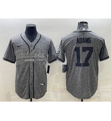 Men Las Vegas Raiders 17 Davante Adams Grey With Patch Cool Base Stitched Baseball Jersey Men Las Vegas Raiders 17 Davante Adams Grey With Patch Cool Base Stitched Baseball Jersey