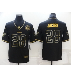 Men Las Vegas Raiders 28 Josh Jacobs Black Gold With 60th Anniversary Patch Vapor Limited Stitched jersey Men Las Vegas Raiders 28 Josh Jacobs Black Gold With 60th Anniversary Patch Vapor Limited Stitched jersey